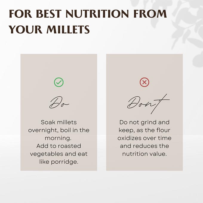 soak millets overnight boil in the morning